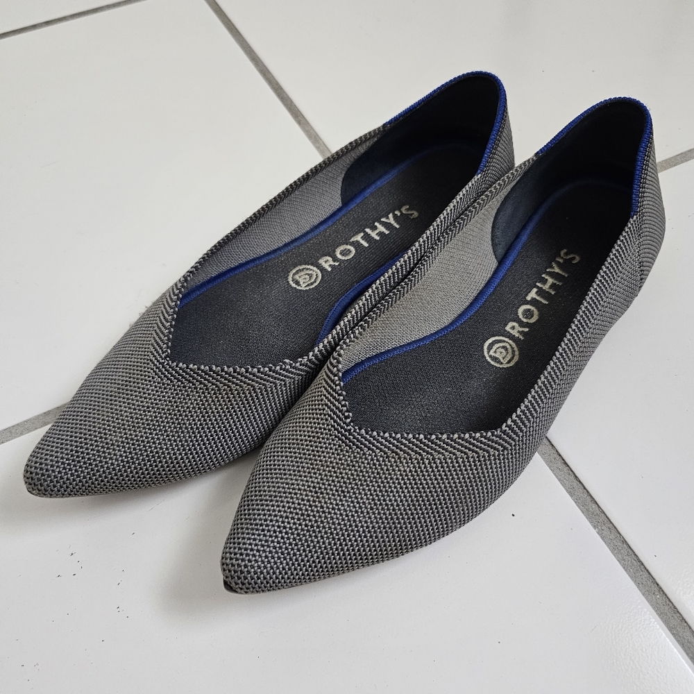 Rothy's Clouds Gray Birdseye The Point flats 9.5 / 40